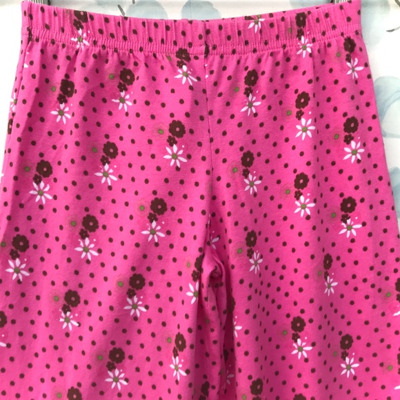 Corkys Kids Pink Green Brown White Flowers Ruffled Bottom Polka Dot Floral Pants - Picture 2 of 12